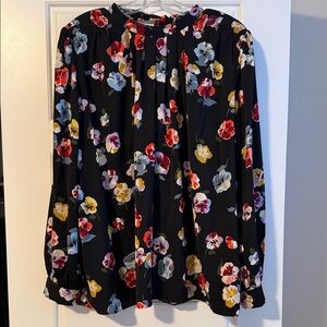 Ann Taylor Black Floral Blouse